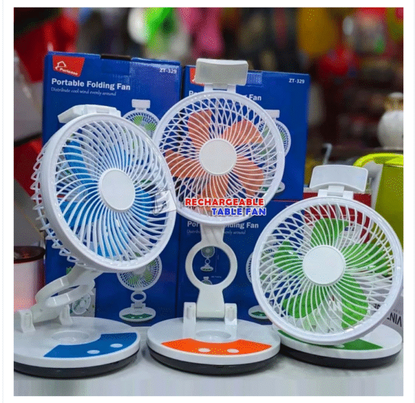 RECHARGEABLE TABLE FAN WITH LED LIGHT