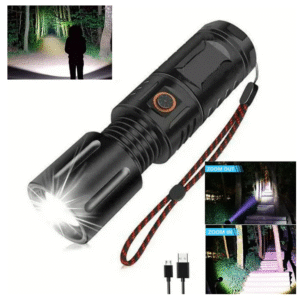 RECHARGEABLE LED TORCH LIGHT, WATERPROOF STRONG LED FLASHLIGHT WITH POWER BANK