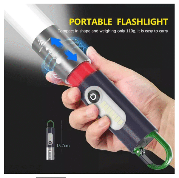 USB Rechargeable Multifunctional LED Flashlight - Image 3